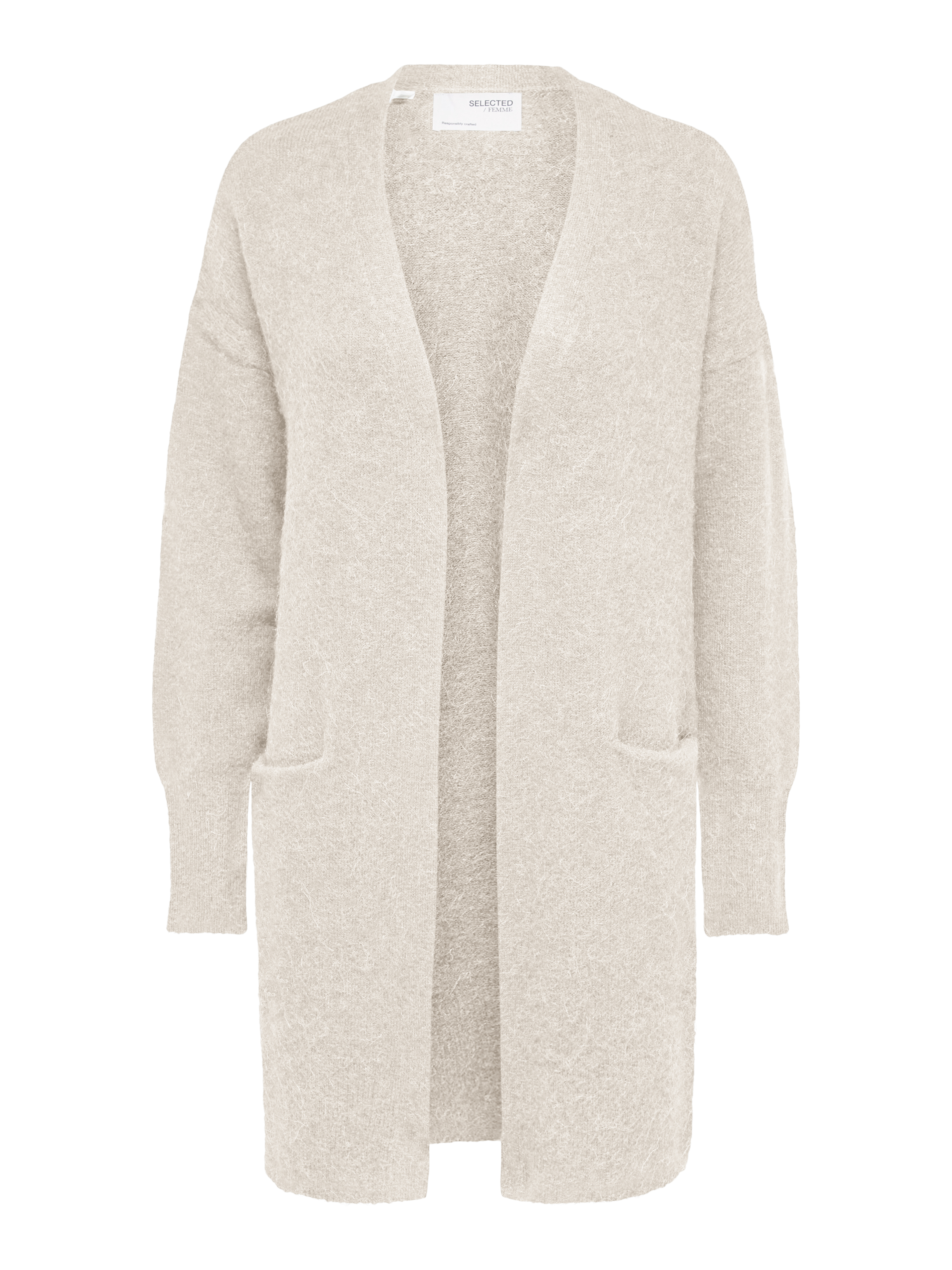 SLFLULU NEW LS KNIT LONG CARDIGAN B NOOS Birch MELANGE