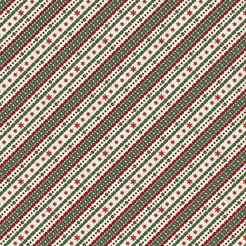 Tyg - Cream Ticking Stripe - Woodland Snowmen