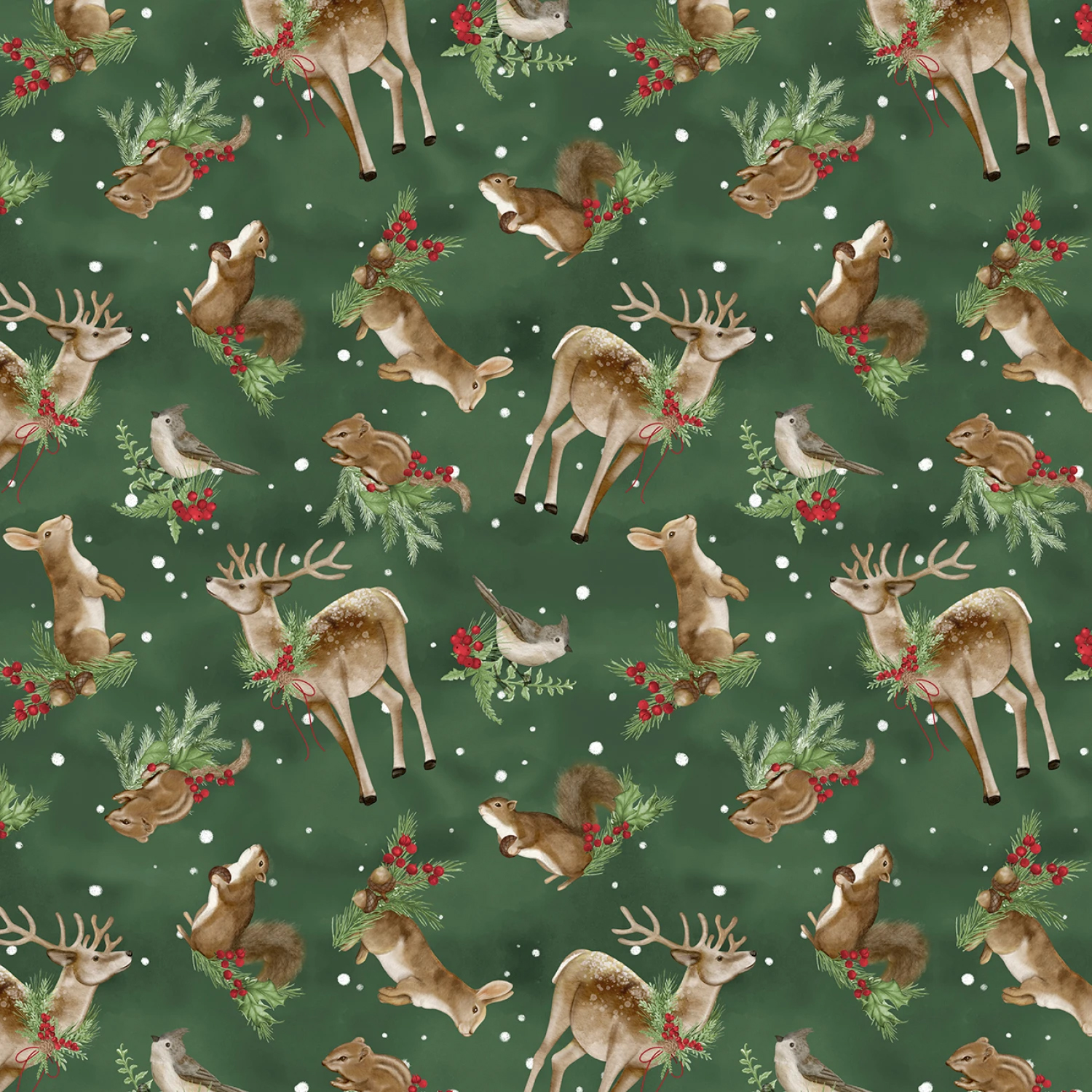 Tyg - Green Woodland Critters Toss - Woodland Snowmen