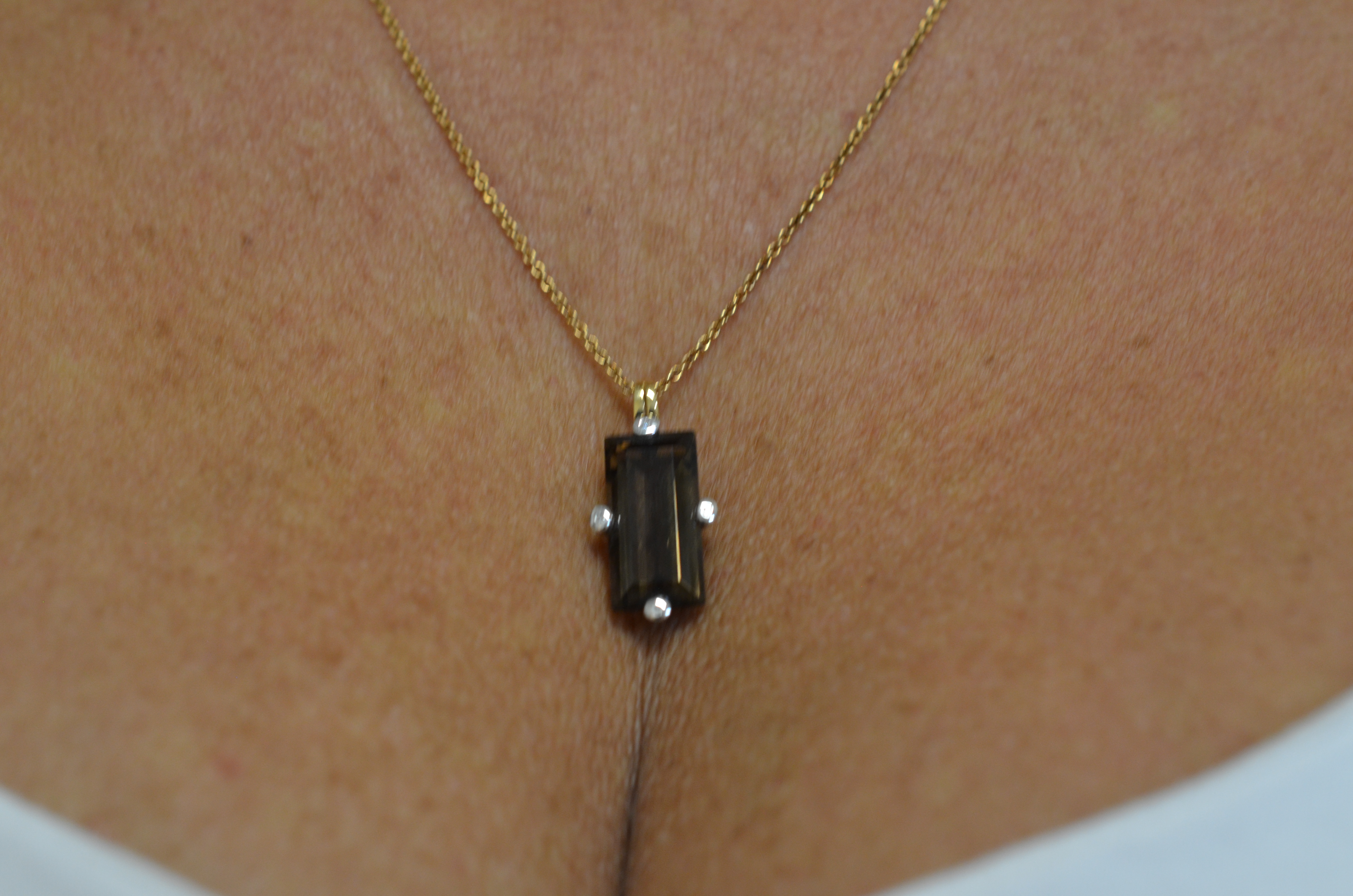 18k pendant with smoky quartz and diamonds - 3