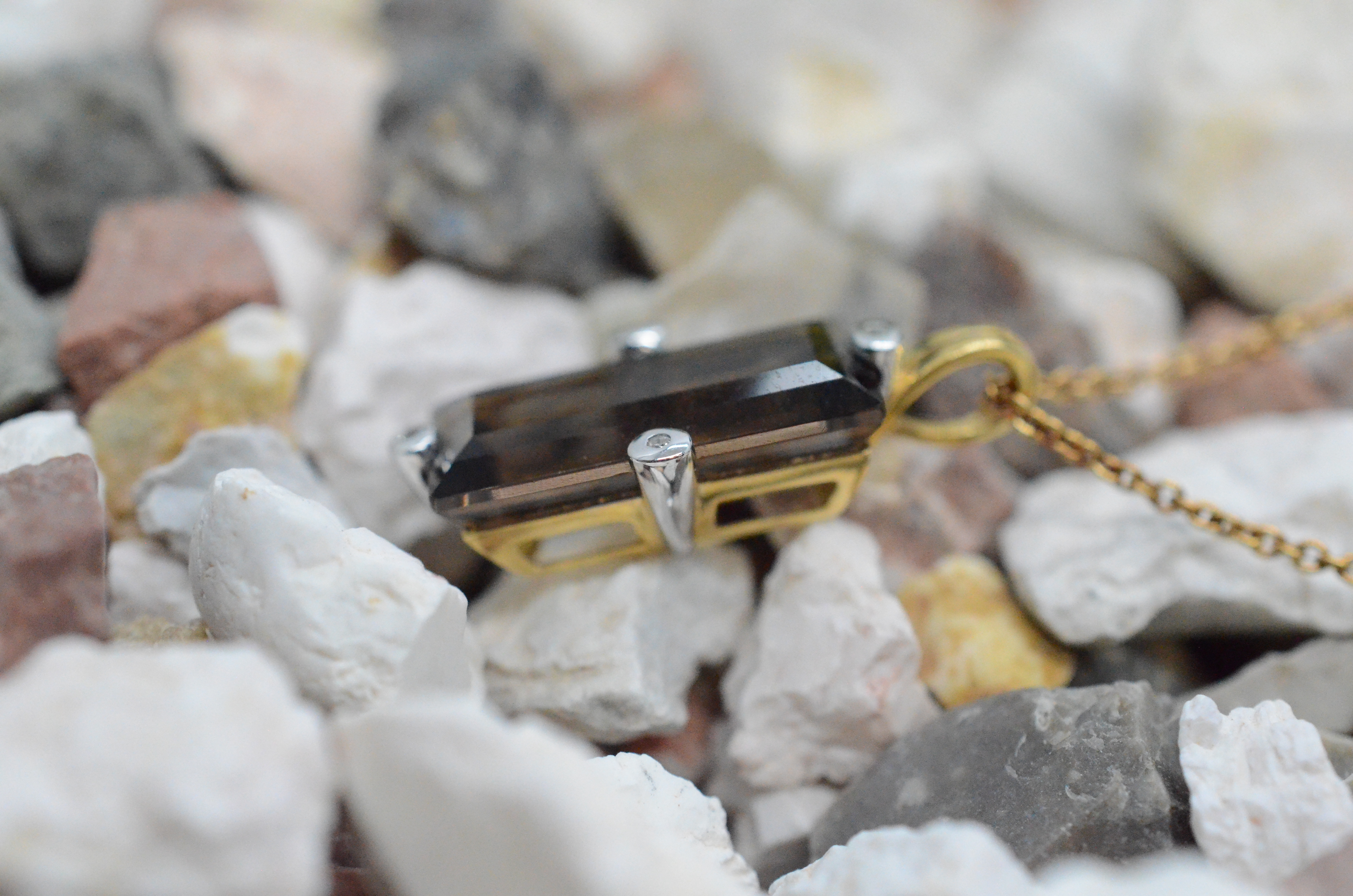 18k pendant with smoky quartz and diamonds - 2
