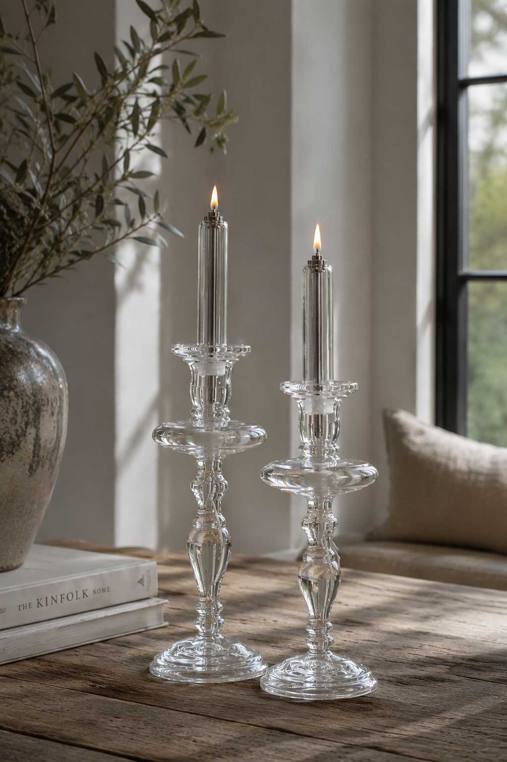 Oljelampa - Ljusstake - Glas - Klar - 40 cm - 3