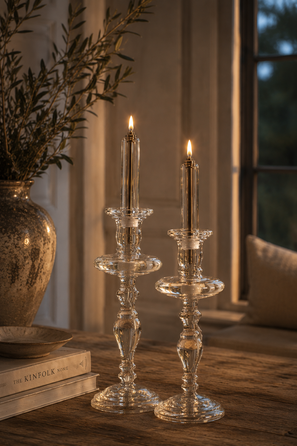 Oljelampa - Ljusstake - Glas - Klar - 40 cm