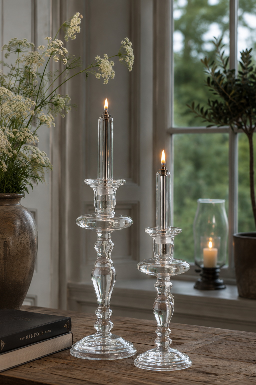 Oljelampa - Ljusstake - Glas - Klar - 38 cm - 3