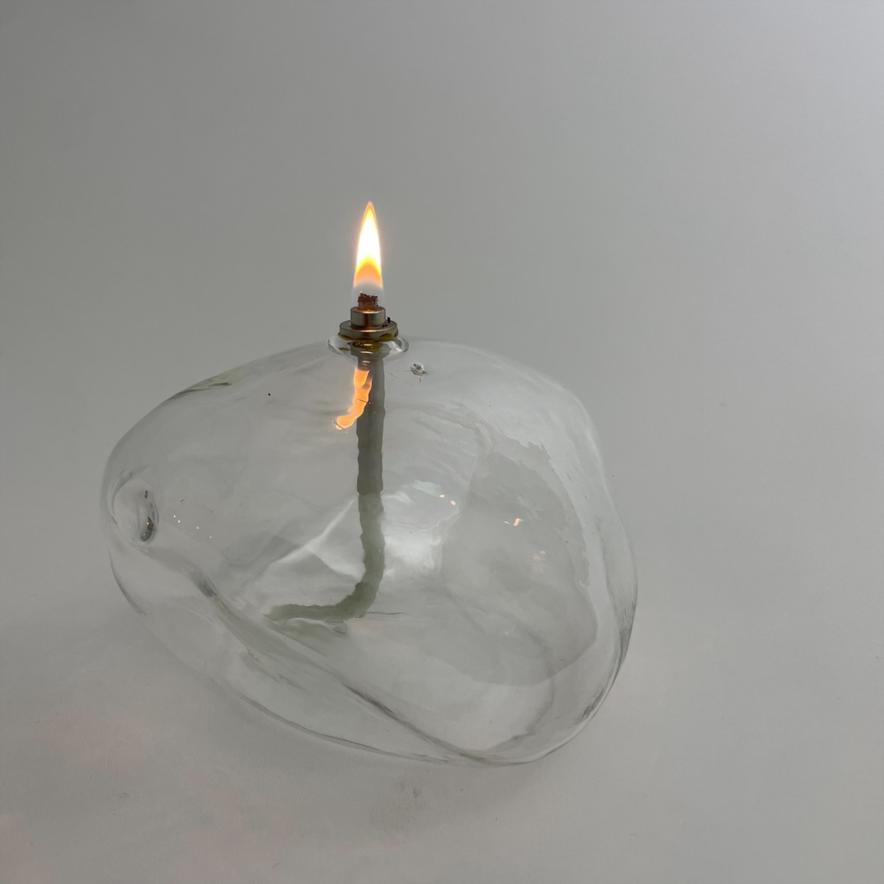 Oljelampa - Ljusstake - Glas - Klar - Sten - 15x9 cm  - 2