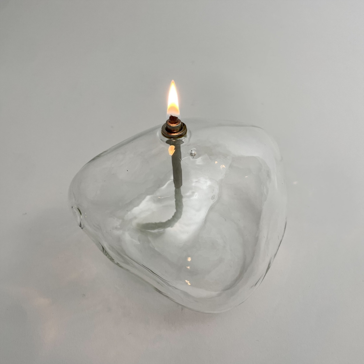 Oljelampa - Ljusstake - Glas - Klar - Sten - 15x9 cm 