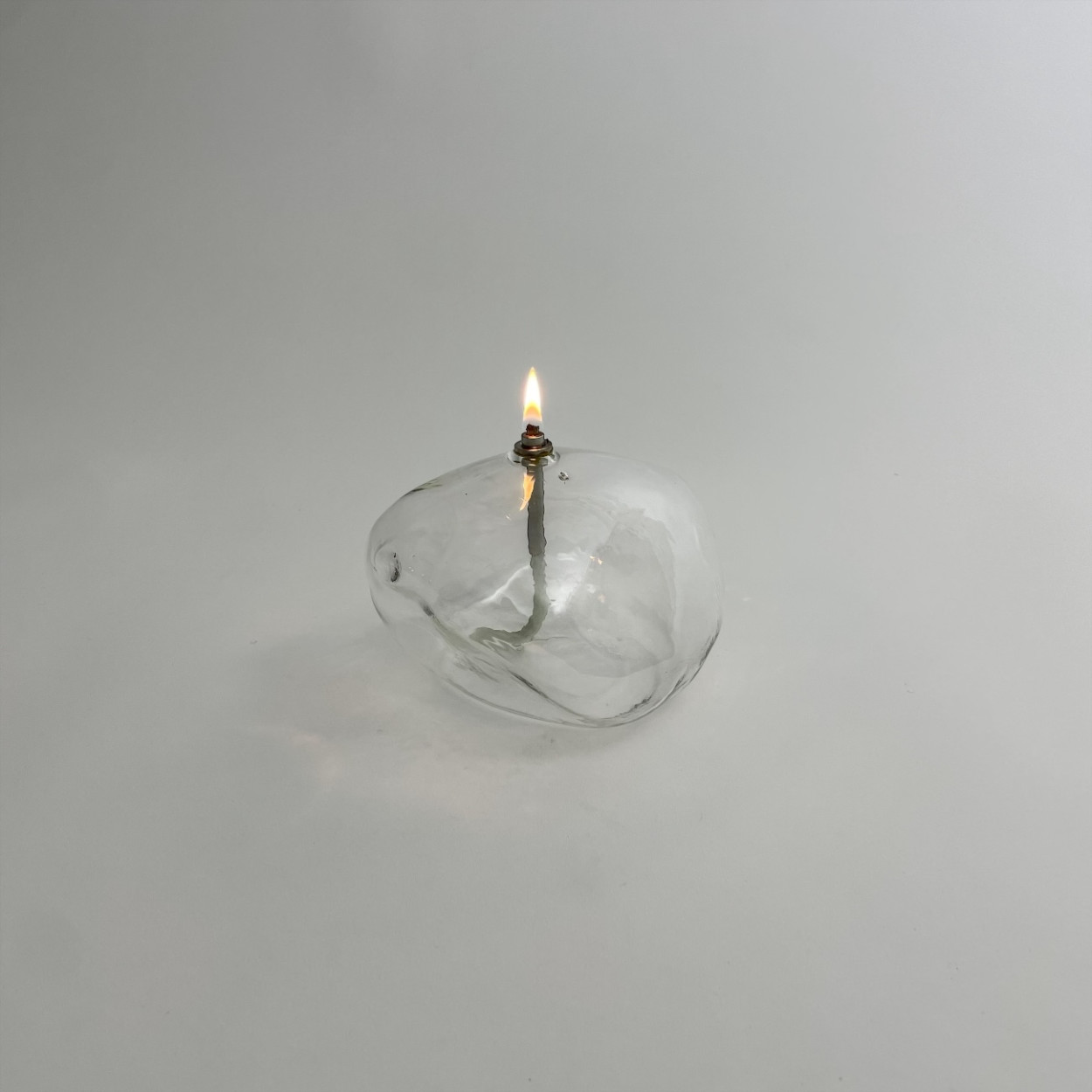 Oljelampa - Ljusstake - Glas - Klar - Sten - 15x9 cm  - 6