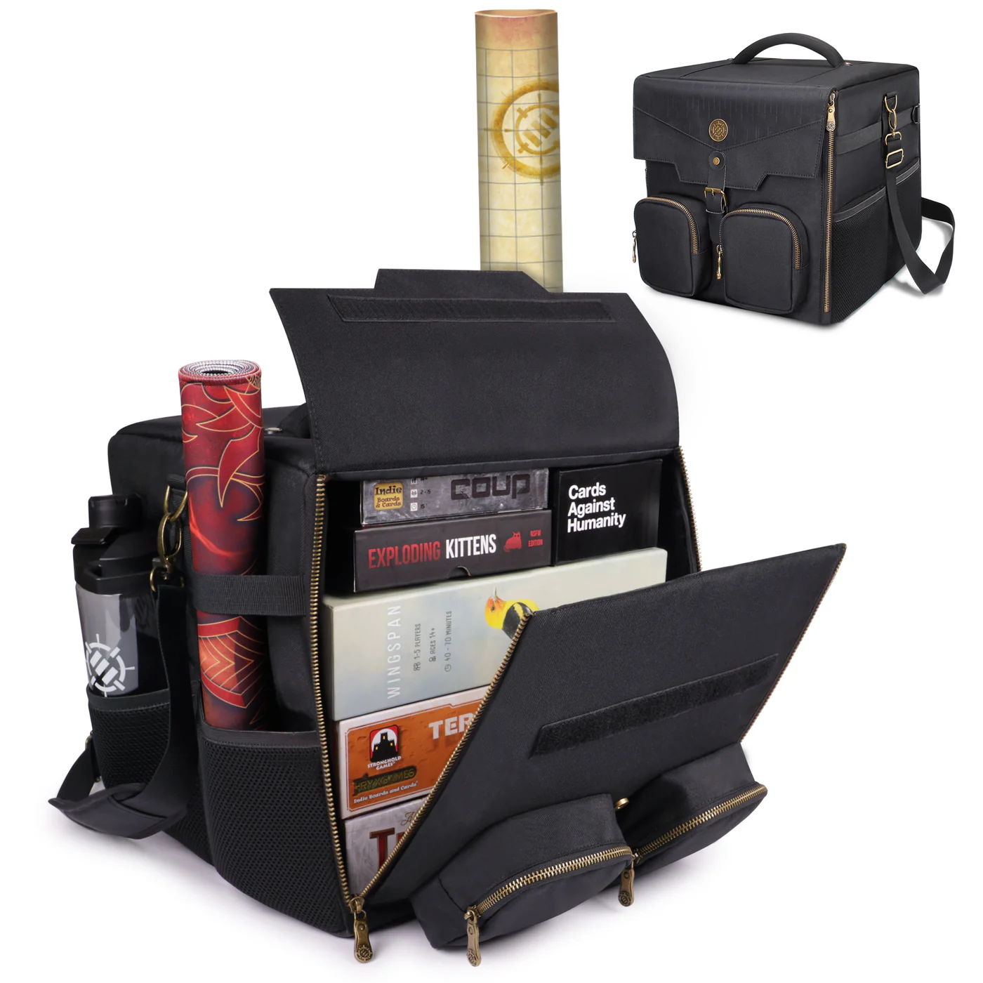 ENHANCE: Board Game Shoulder Bag - Reinforced Game Carrier with Accessory Pockets