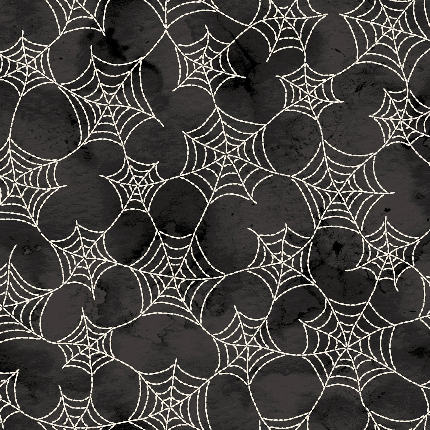 Tyg - Black Spiderwebs - spindelnät - Spooky Stitches