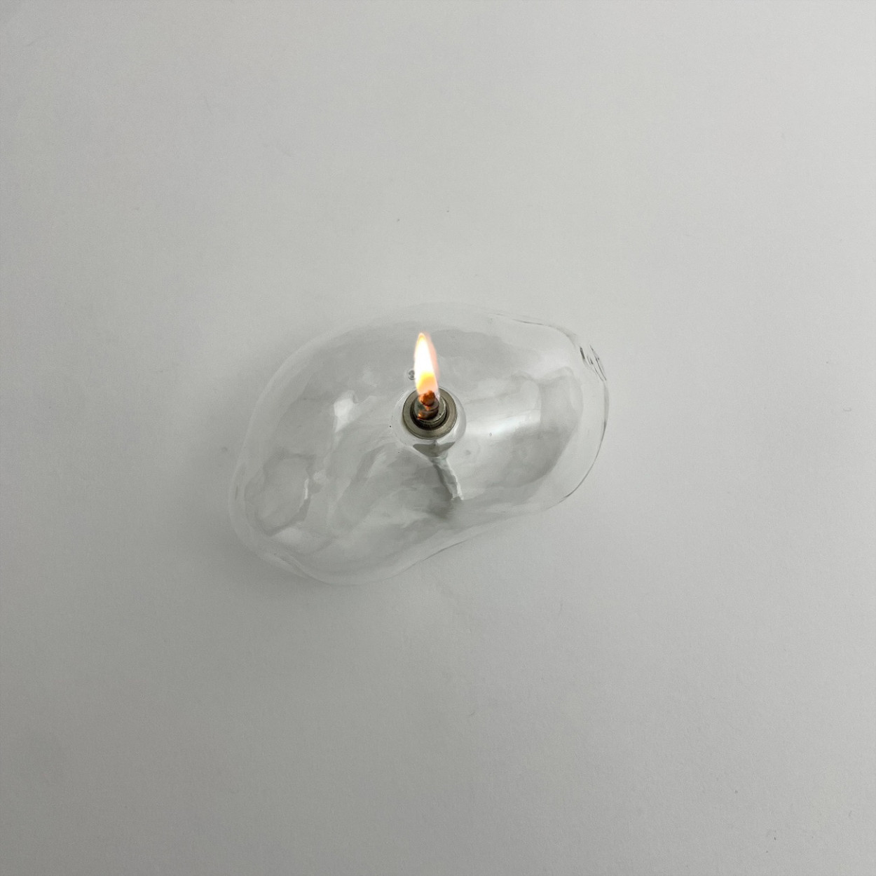 Oljelampa - Ljusstake - Glas - Klar - Sten - 12x6 cm  - 7