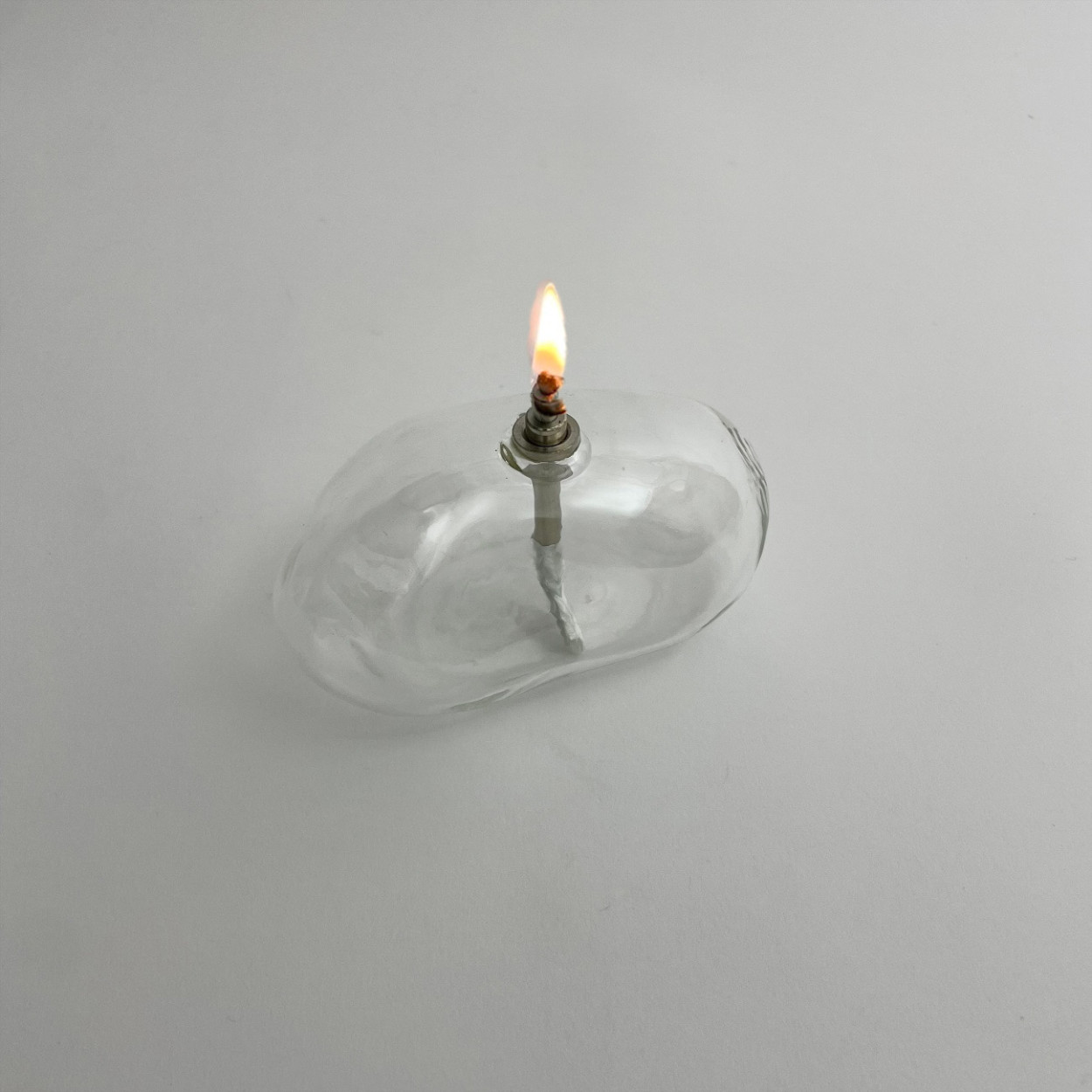 Oljelampa - Ljusstake - Glas - Klar - Sten - 12x6 cm  - 5