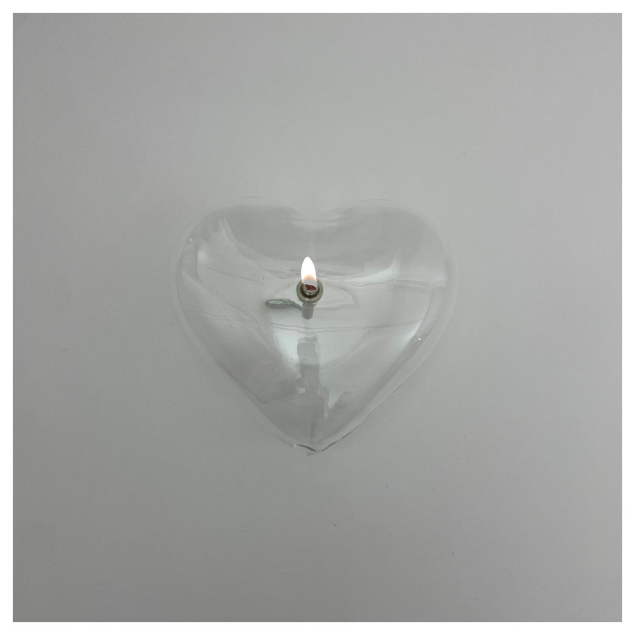 Oljelampa - Ljusstake - Glas - Klar - Hjärta - 18x15,8 cm  - 4