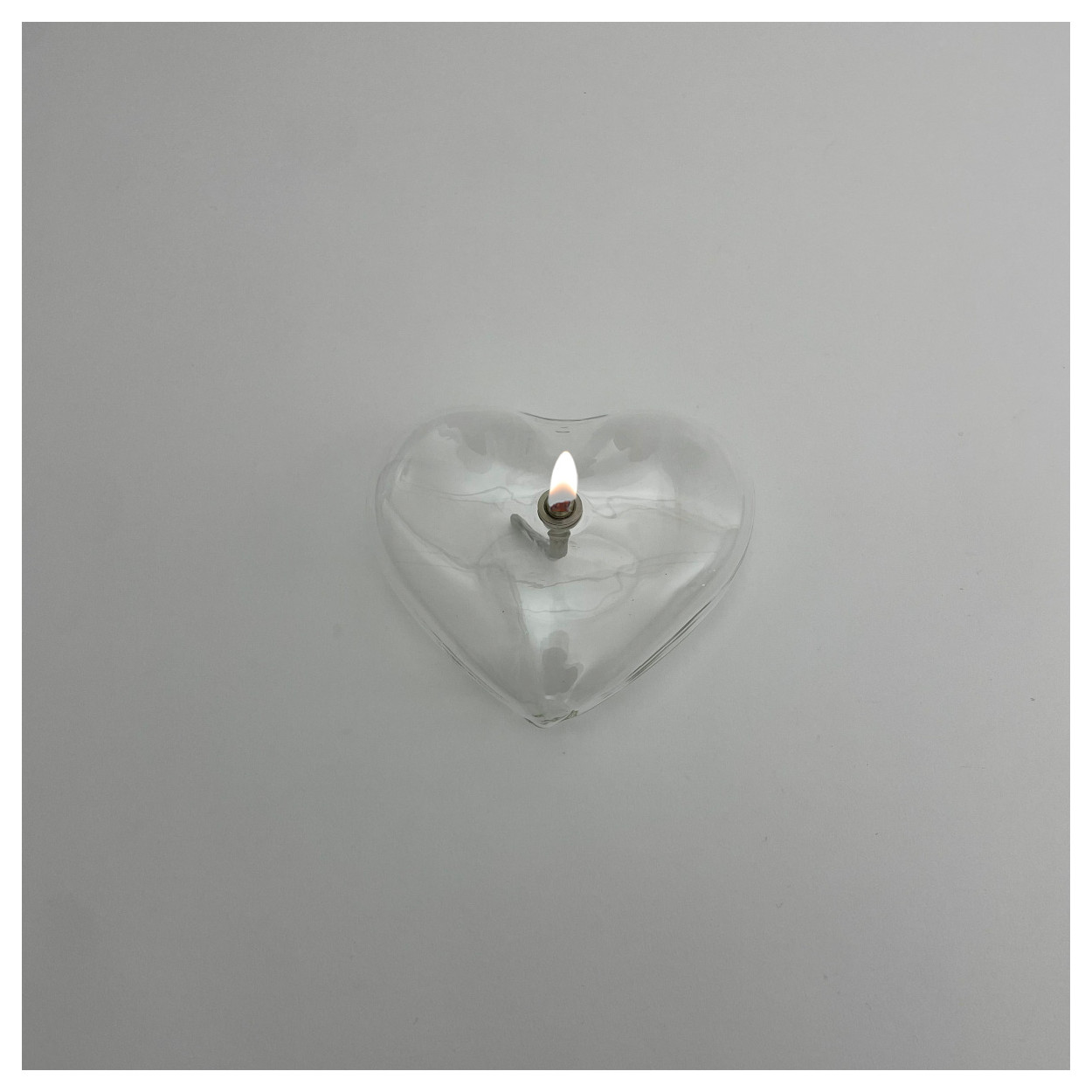 Oljelampa - Ljusstake - Glas - Klar - Hjärta - 14x12,3 cm  - 5
