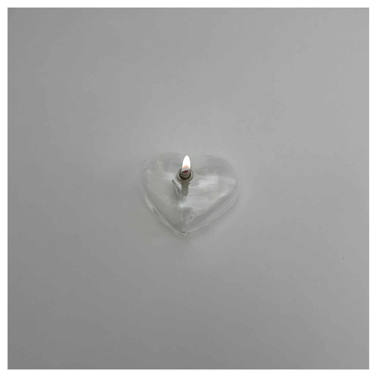 Oljelampa - Ljusstake - Glas - Klar - Hjärta - 10x8,8 cm  - 3