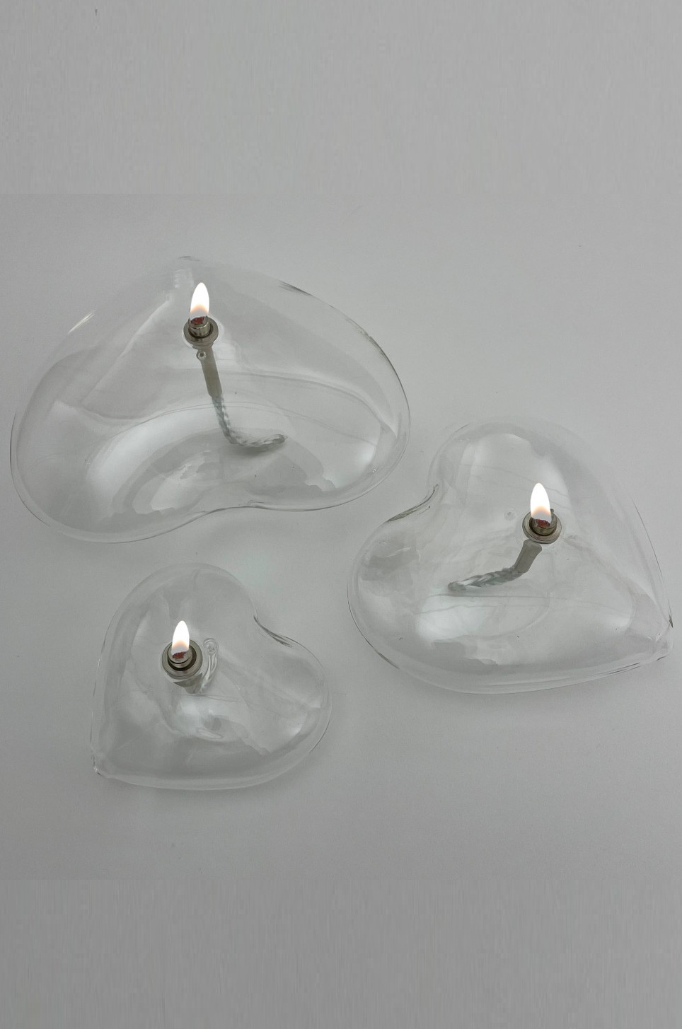 Oljelampa - Ljusstake - Glas - Klar - Hjärta - 10x8,8 cm  - 4