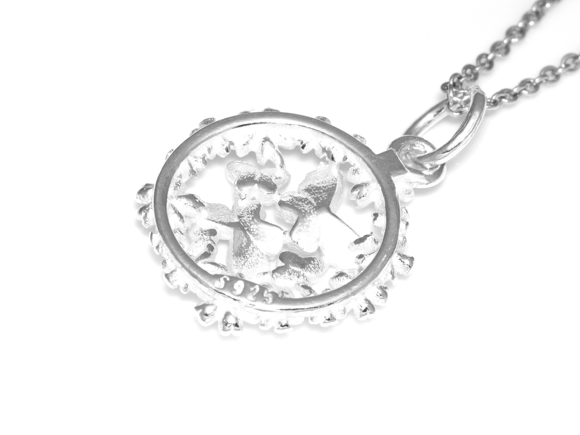 Blommor och Fjärilar Halsband i Äkta 925 Silver, Fjäril Hänge, Blomster Smycke - 3