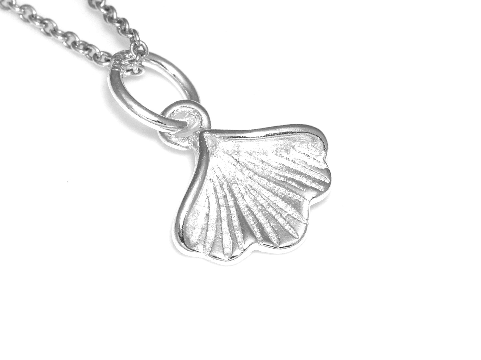 Ginkgo Biloba Halsband i Äkta 925 Silver, Blad Hänge, Natur Smycke
