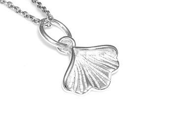 Ginkgo Biloba Halsband i Äkta 925 Silver, Blad Hänge, Natur Smycke