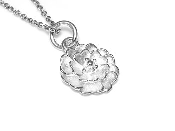 Blomma Halsband i Äkta 925 Silver, Blomster Hänge, Blom Smycke