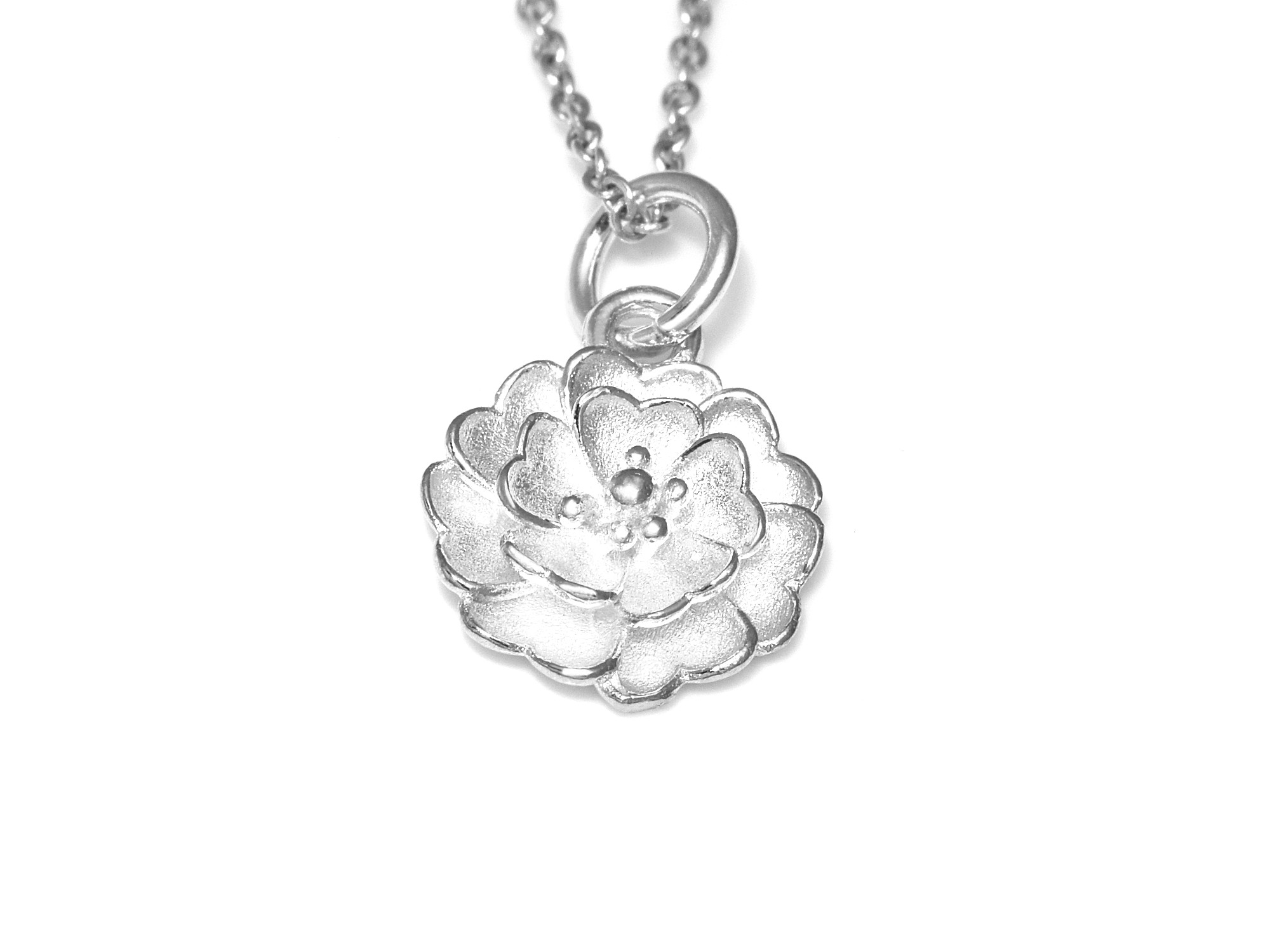 Blomma Halsband i Äkta 925 Silver, Blomster Hänge, Blom Smycke - 2