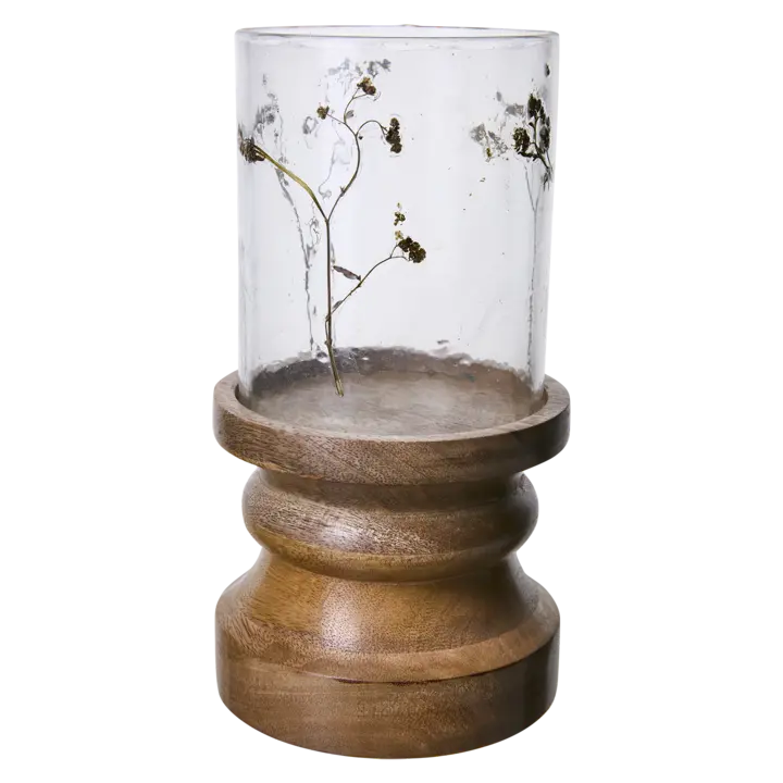 Leaf Ljuslykta Trä/Glas 