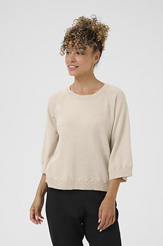 CRDELA 3/4 SLEEVE PULLOVER - OAT MELANGE - CREAM
