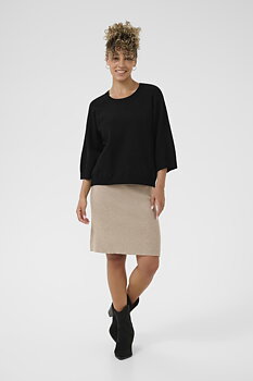 CRDELA 3/4 SLEEVE PULLOVER - BLACK - CREAM