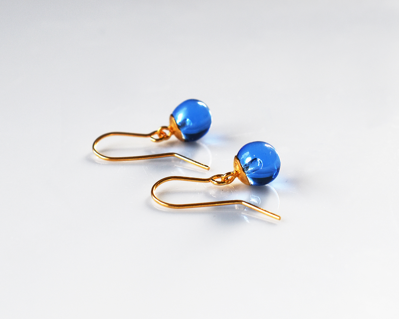 UDDEN SKY - light blue earrings hook gold plated - 2