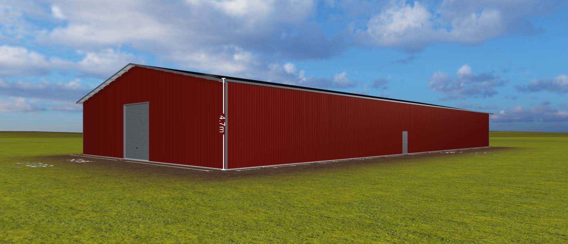 Teräsrunkoinen peltihalli 22 x 44 metriä