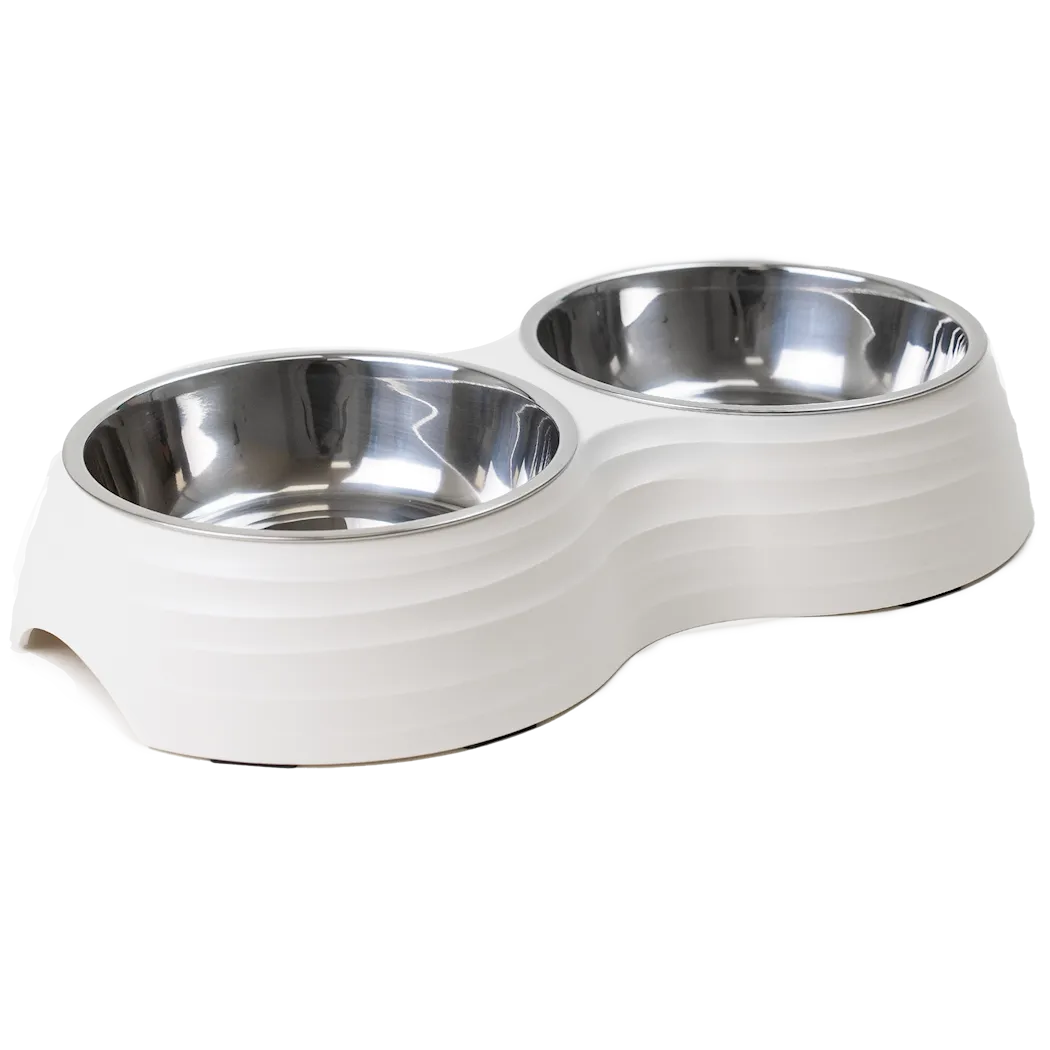Selected by ZOO Double Food Bowl Ripple, M, 350ml, 32x17,5x6,5cm - Various colors