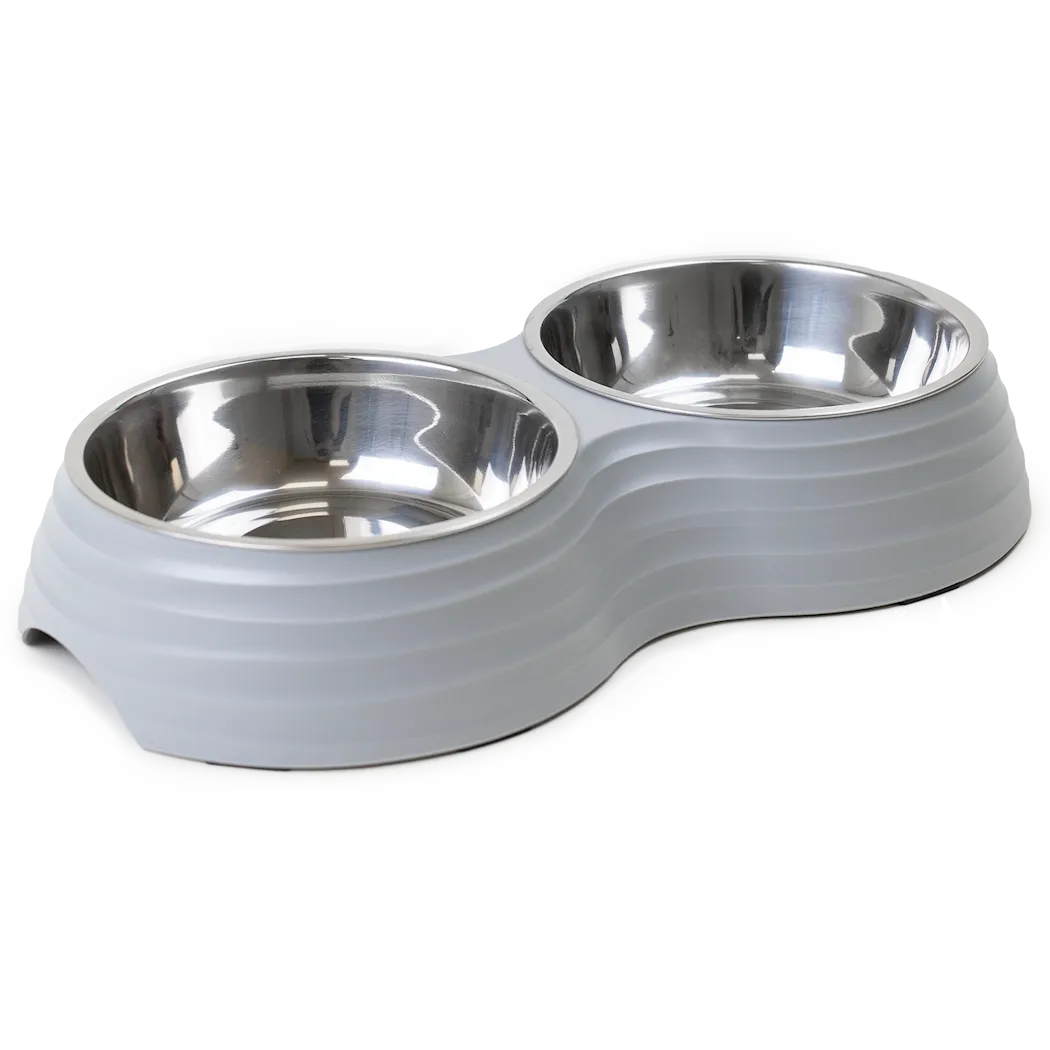 Selected by ZOO Double Food Bowl Ripple, M, 350ml, 32x17,5x6,5cm - Various colors - 2