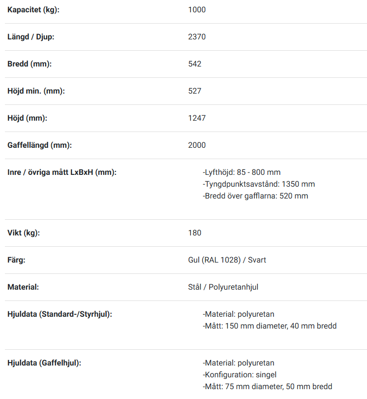 Höglyftande Pallyftare Quick-Lift / Maxlast: 1000 kg - 2