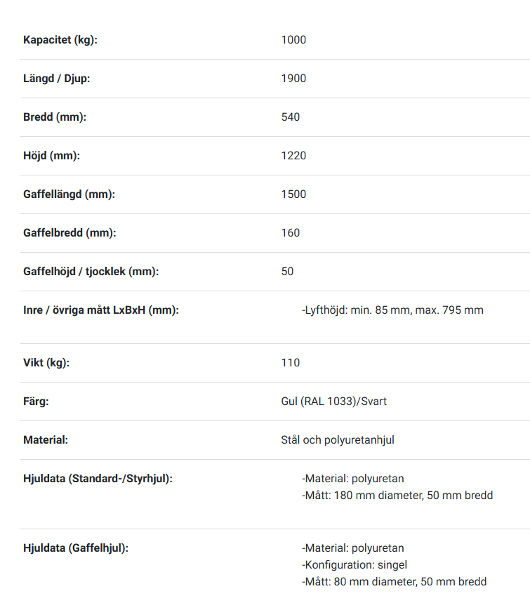 Höglyftande Pallyftare Quick-Lift / Maxlast: 1000 kg - 2