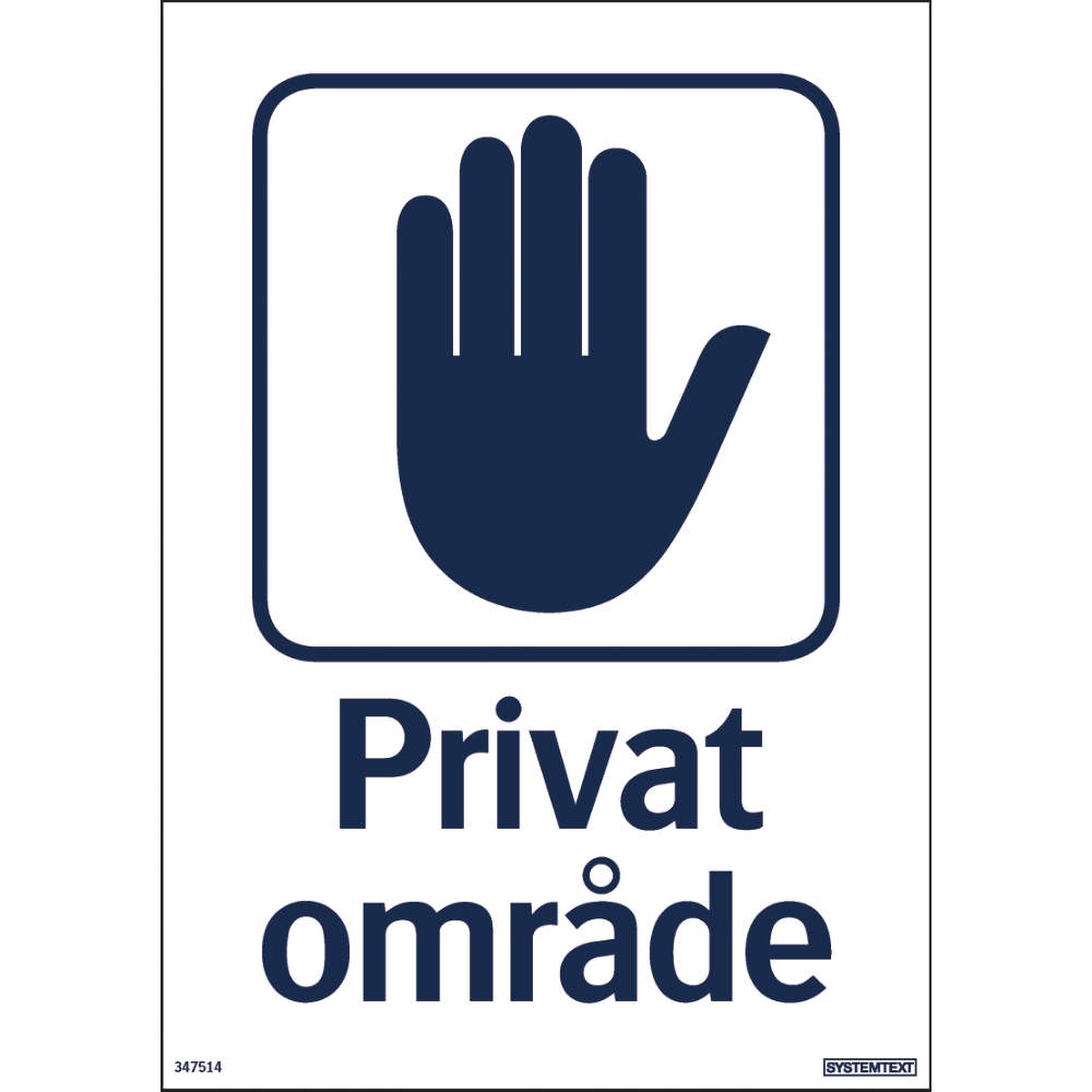 Skylt Privat område 210X297
