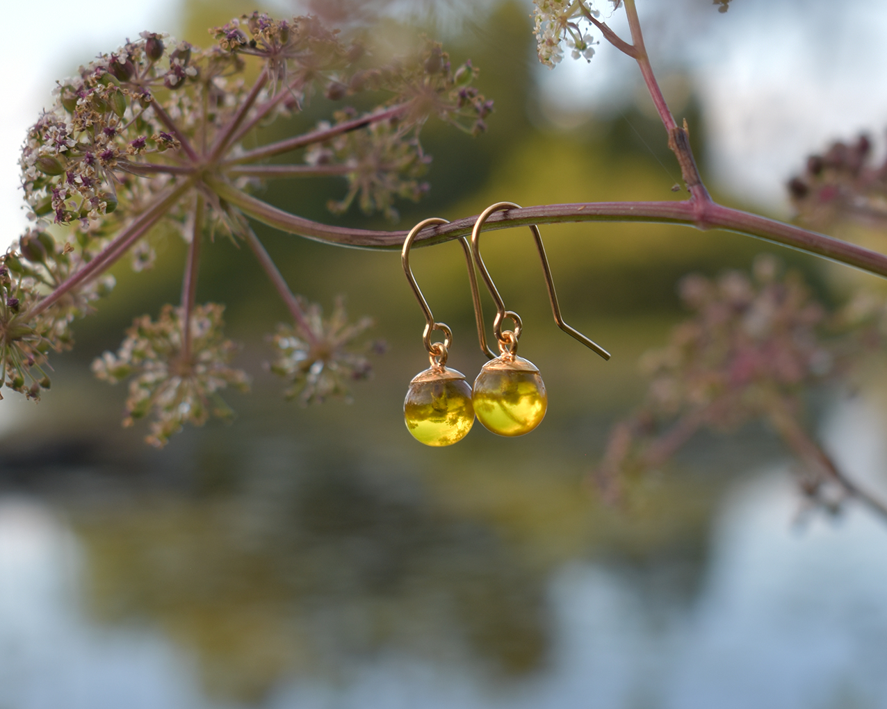 UDDEN HONEY  - yellow earrings hook gold plated