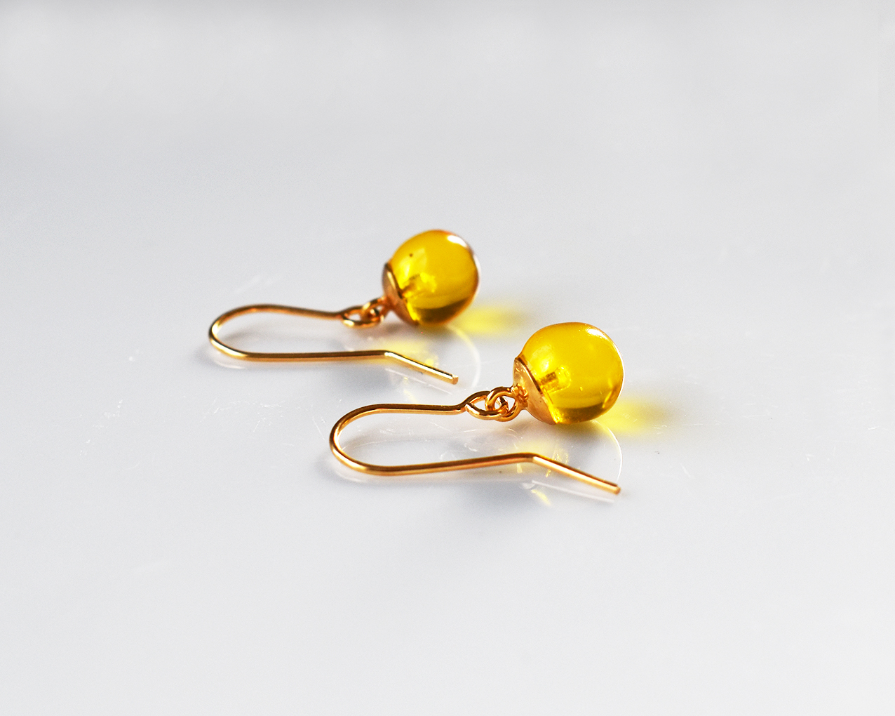 UDDEN HONEY  - yellow earrings hook gold plated - 2