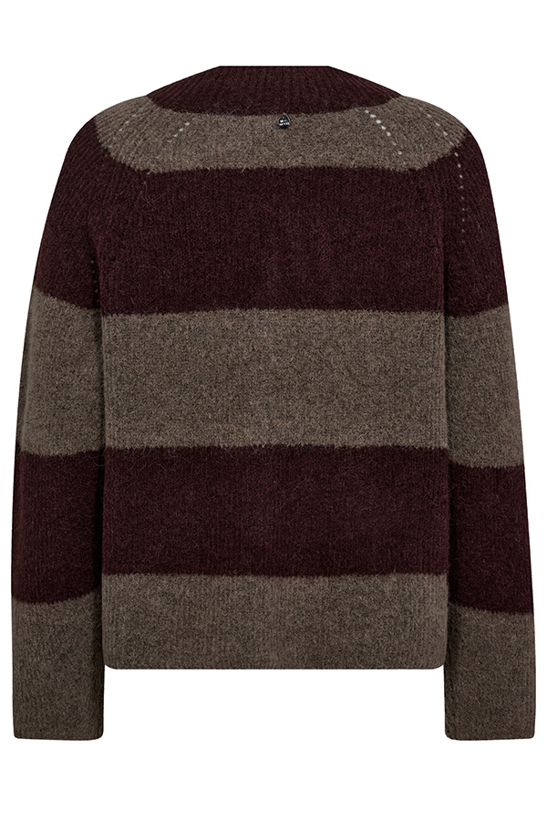 MMTaci Stripe LS V-neck Knit Fudge - 4