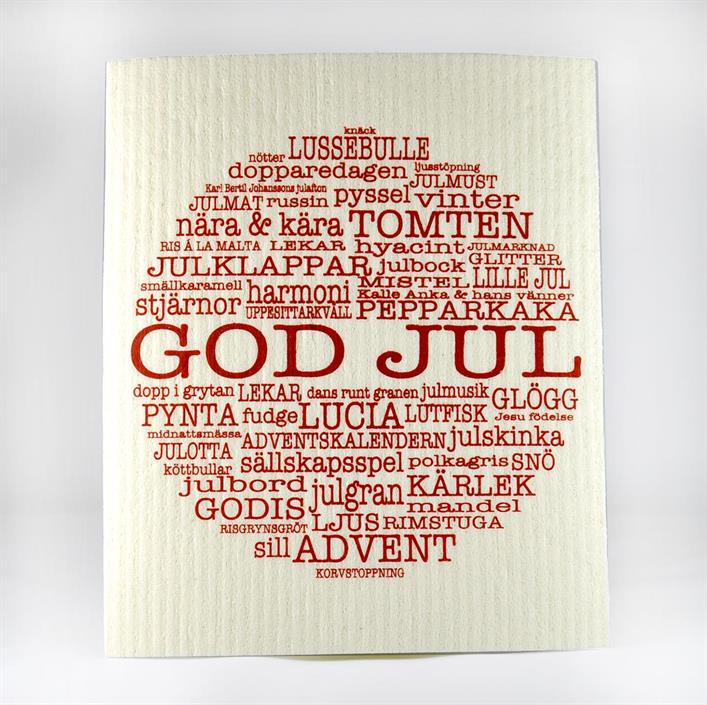 Disktrasa God Jul, vit/röd text