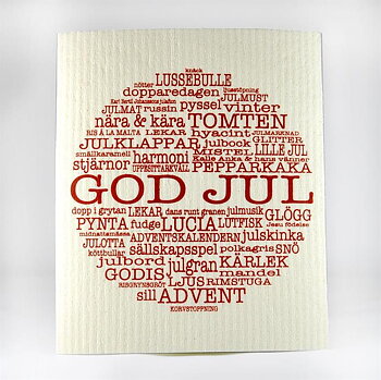 Disktrasa God Jul, vit/röd text
