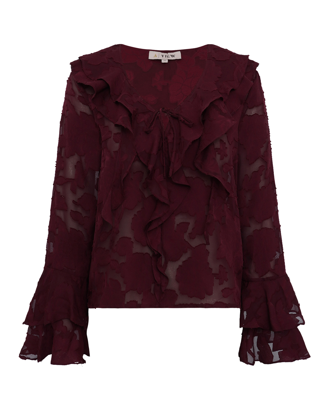 Blus Floretta med volang vinröd - 6