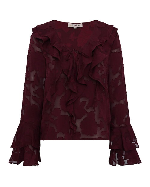 Blus Floretta med volang vinröd - 6