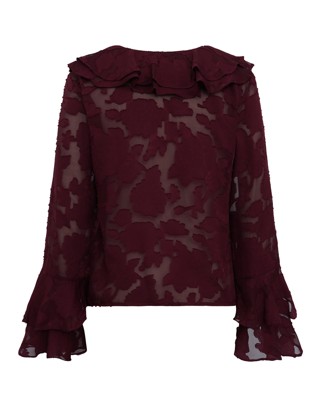 Blus Floretta med volang vinröd - 7