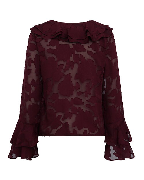 Blus Floretta med volang vinröd - 7