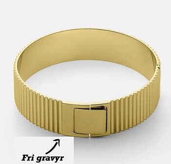 Ribbed Clasp Bangle Guldpläterad