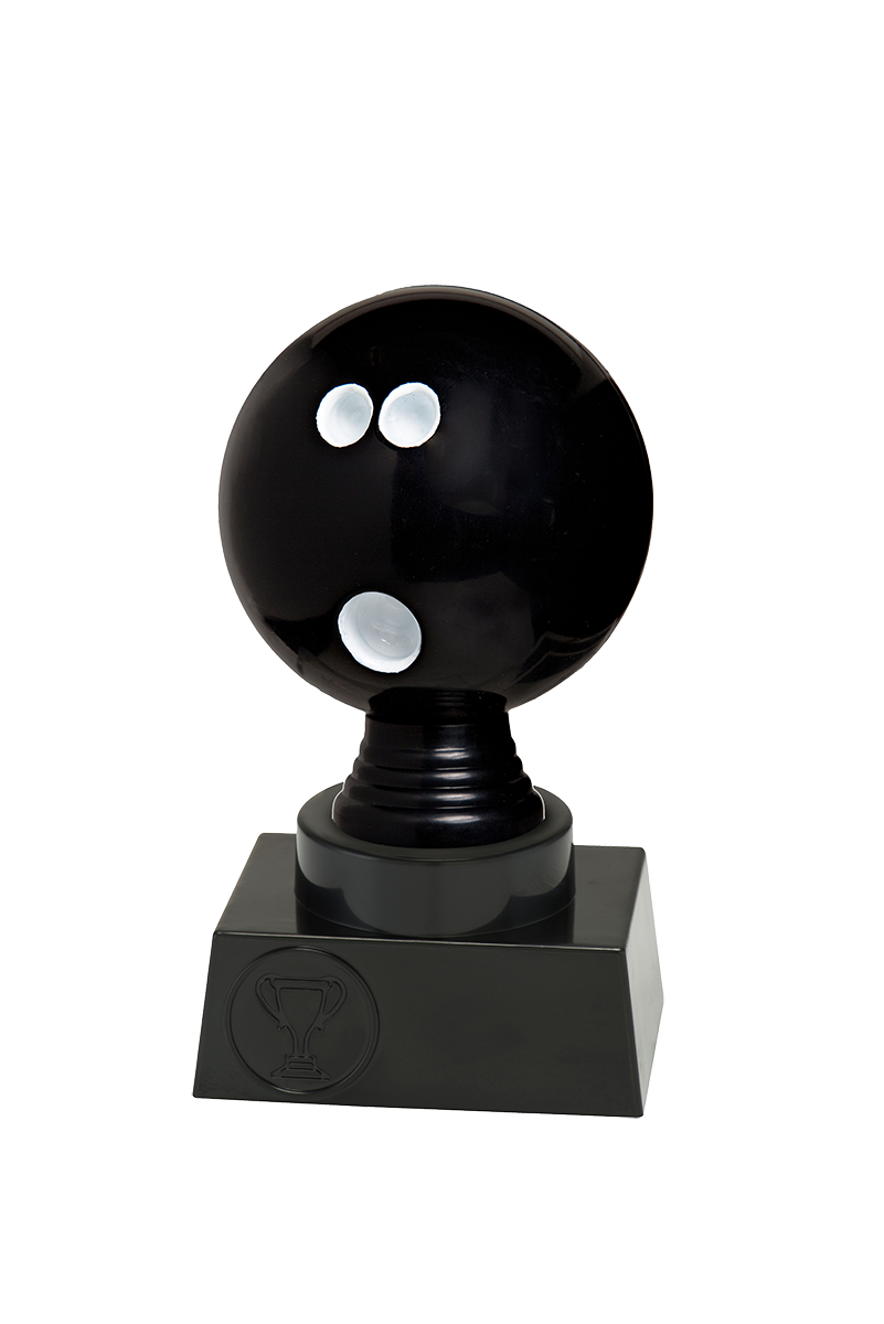Statyett Svart Bowling Sport Trophies - 135/150/165 mm - Inklusive skylt med text