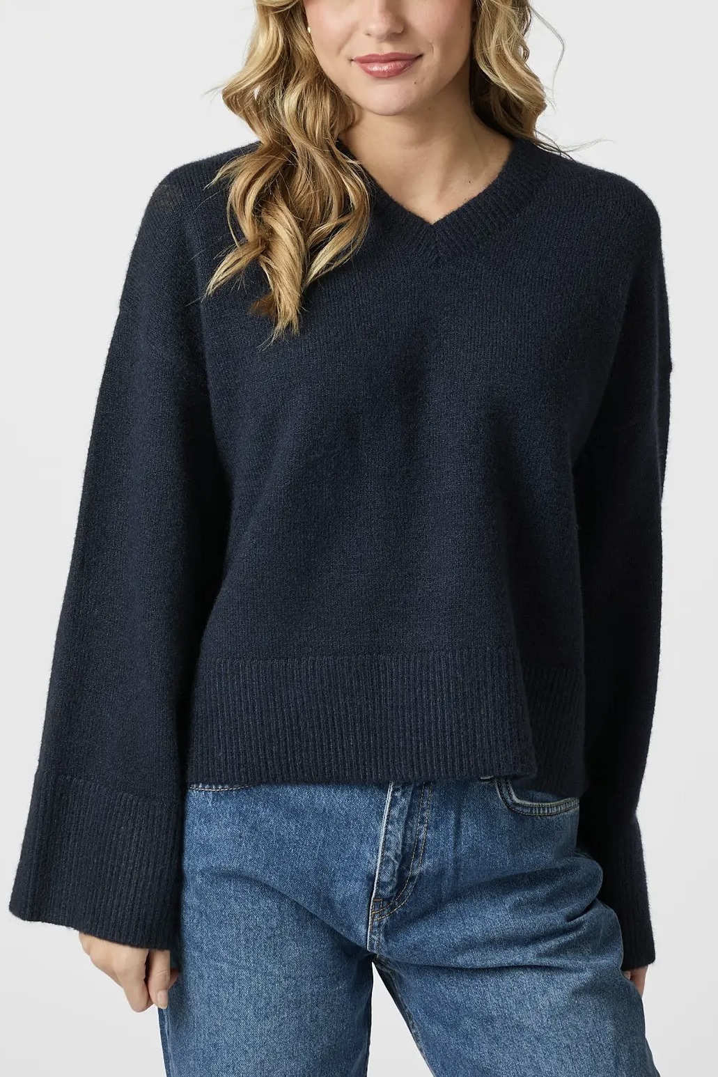 Neo Noir - Dova Knit Blouse  Navy