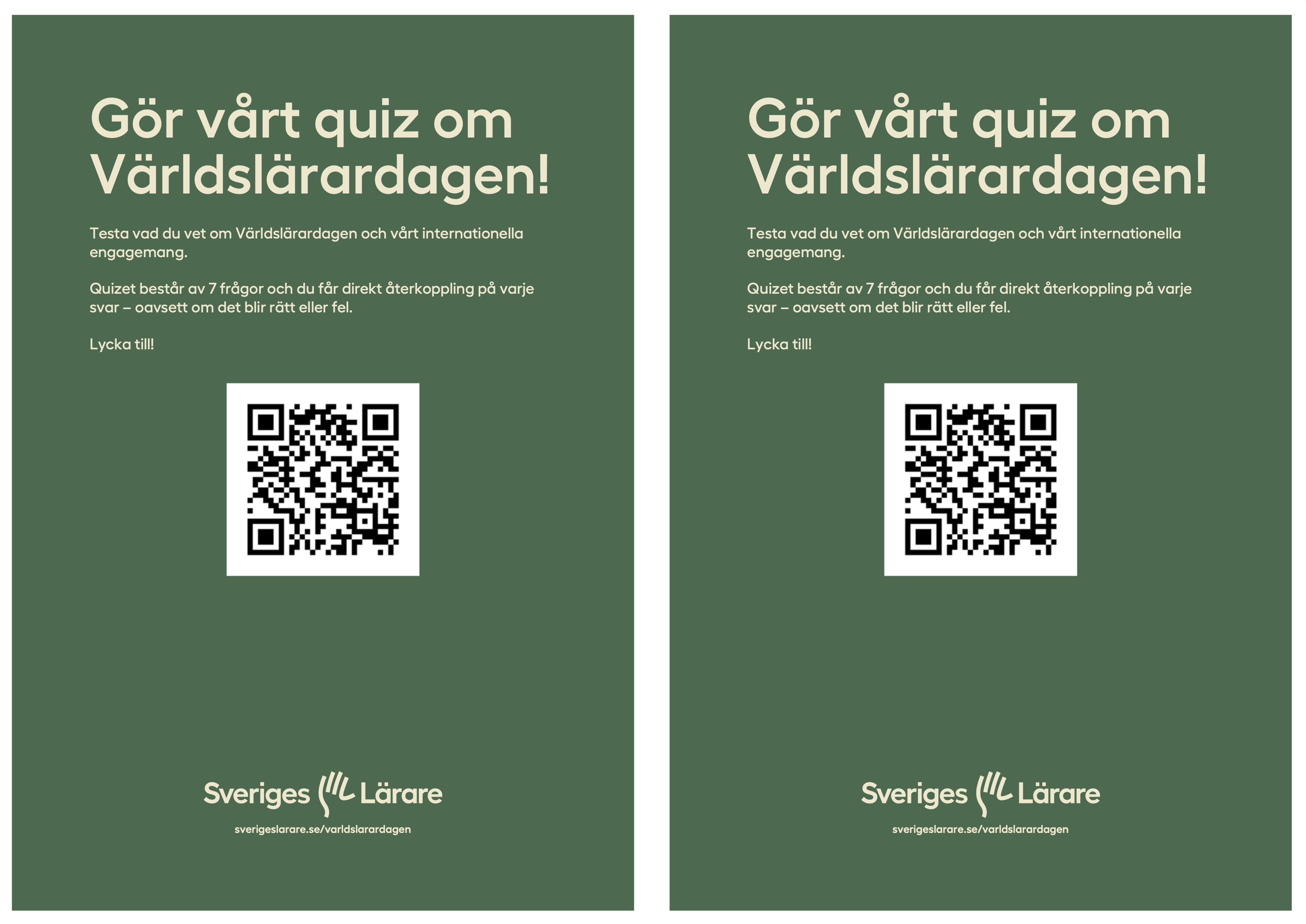 Gör vårt quiz om Världslärardagen! – flyer A5