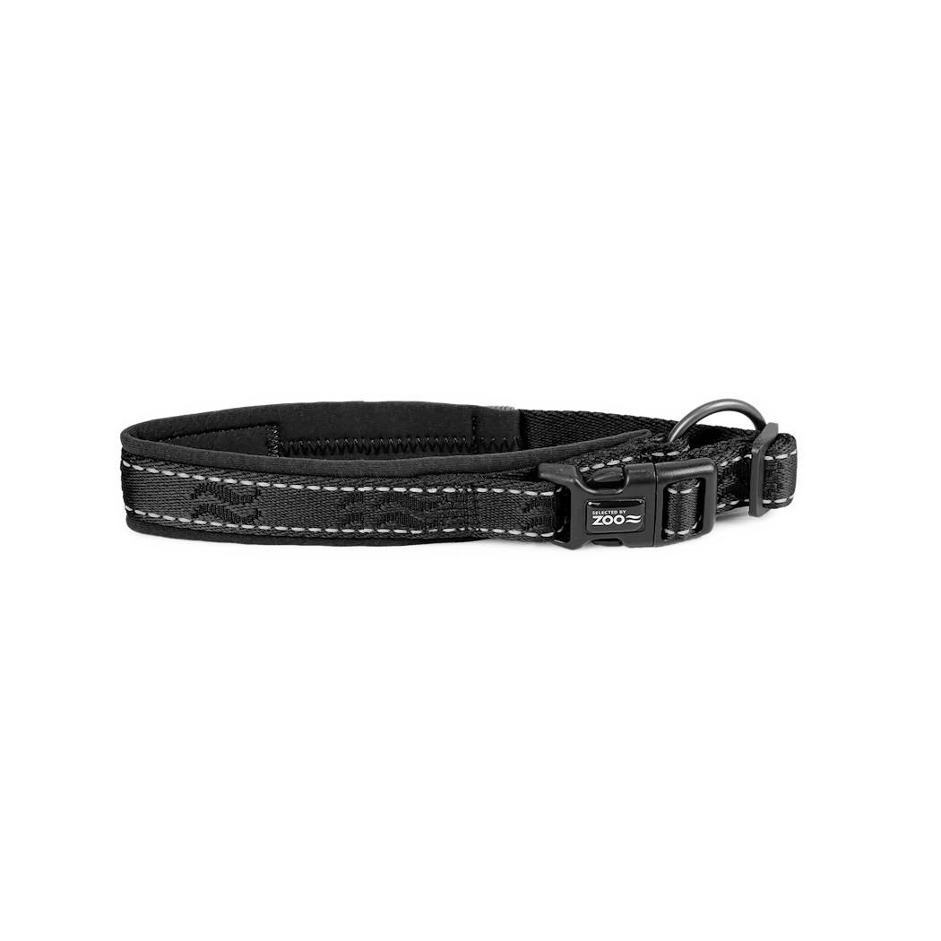Selected by ZOO Dog collar Rufus padded adjustable, Black - Various sizes - 3