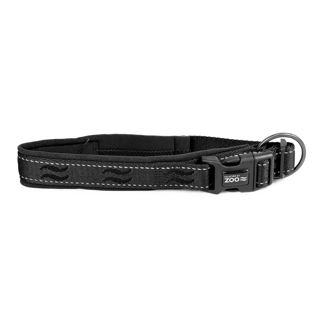 Selected by ZOO Dog collar Rufus padded adjustable, Black - Various sizes - 2