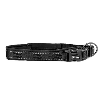Selected by ZOO Dog collar Rufus padded adjustable, Black - Various sizes